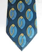 Topman tie vintage 1970s blue with geometric pattern washable polyester Burtons